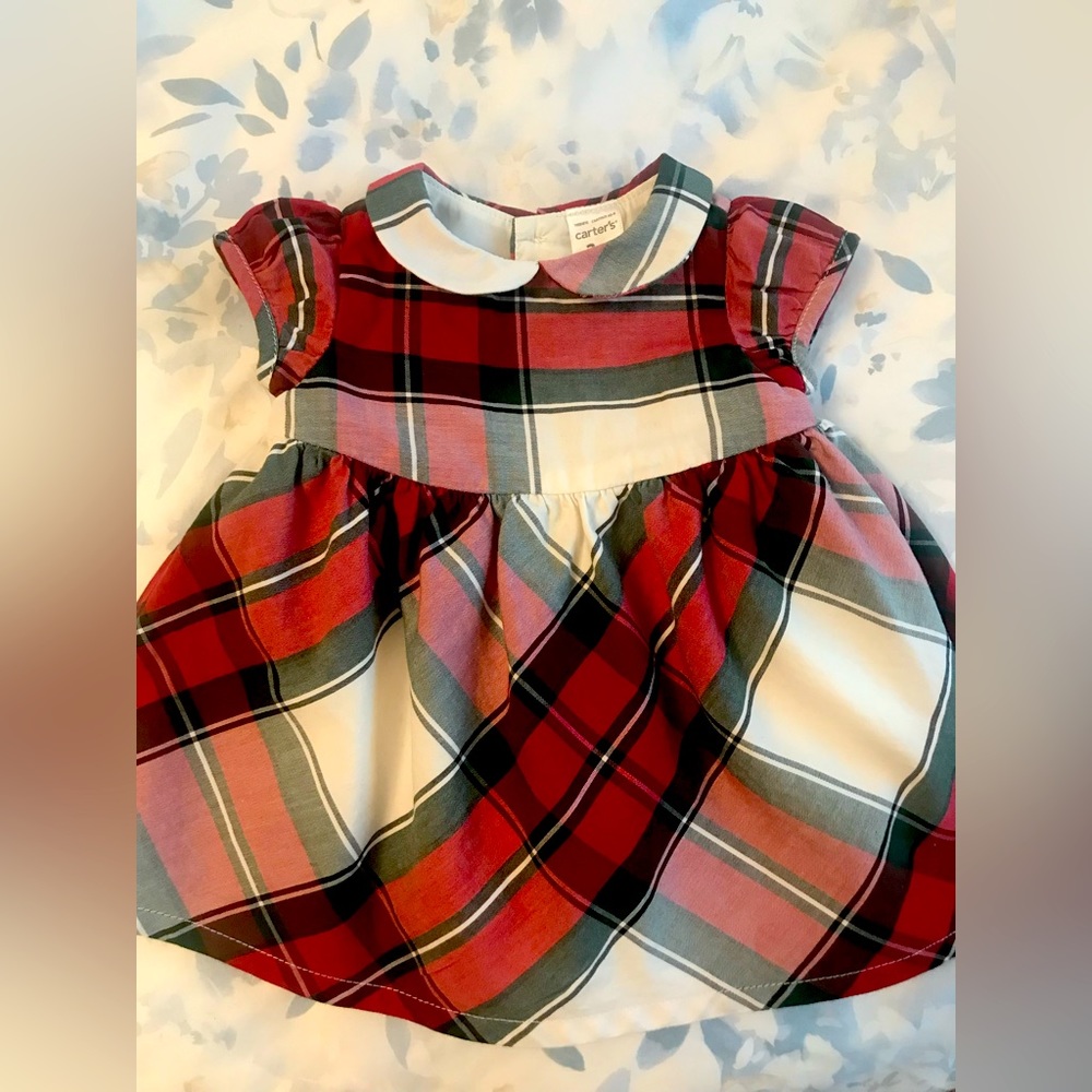 Carter’s plaid Christmas dress for baby girl, size 3m